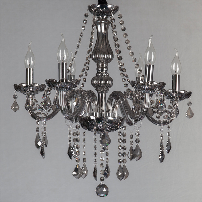 10 + 5 de doble capa de araña de cristal gris ahumado Real de 2 capas de 15 cabezas de araña de cristal gris ahumado lámpara de vela sala de estar comedor