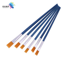 Yiwu wholesale nylon paintbrush set with blue handles, slanted flat-tipped brushes, acrylic and watercolor paints