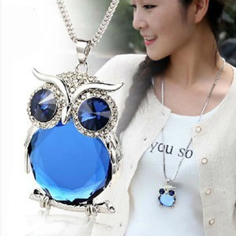 Huailang sweater chain crystal owl sweater chain long decorative necklace women wholesale Korean women's clothing accessories