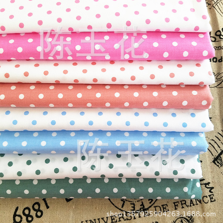 批发供应 全棉斜纹印花布 点点 水玉 纯棉斜纹面料 1.6门幅宽