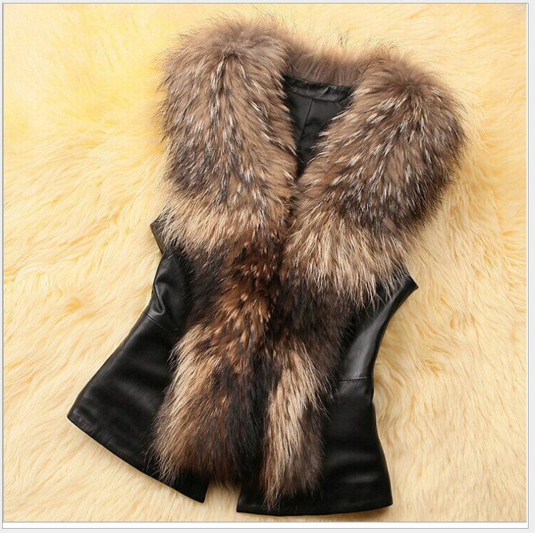 Aliexpress Faux Raccoon Fur Collar Fur Vest for Women, Short Style, Autumn and Winter, Padded, Slim Fit, Faux Fur Vest