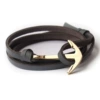 Gray leather gold -colored anchor
