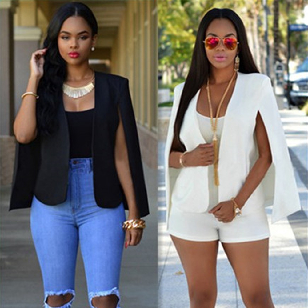 S3077 Autumn Sexy Fashion Black, White Two-Color European and American Women's Suit Small Jacket Ready Stock