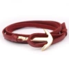 Burgundy leather gold anchor