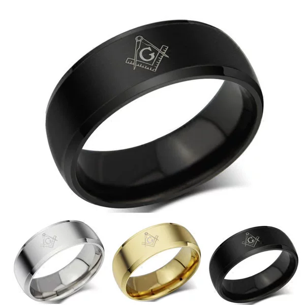 European and American Foreign Trade Cross-Border Freemasonry Stainless Steel Rings, Fashionable Couple Rings for Men and Women, Titanium Steel Rings Wholesale and Dropshipping