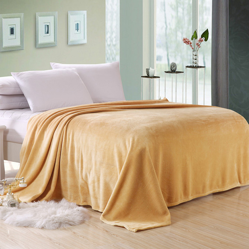 Coral Fleece Blanket Air Conditioning Blanket Thickened Flannel Cover Blanket Double Fleece Bed Sheet Student Single Solid Color Winter