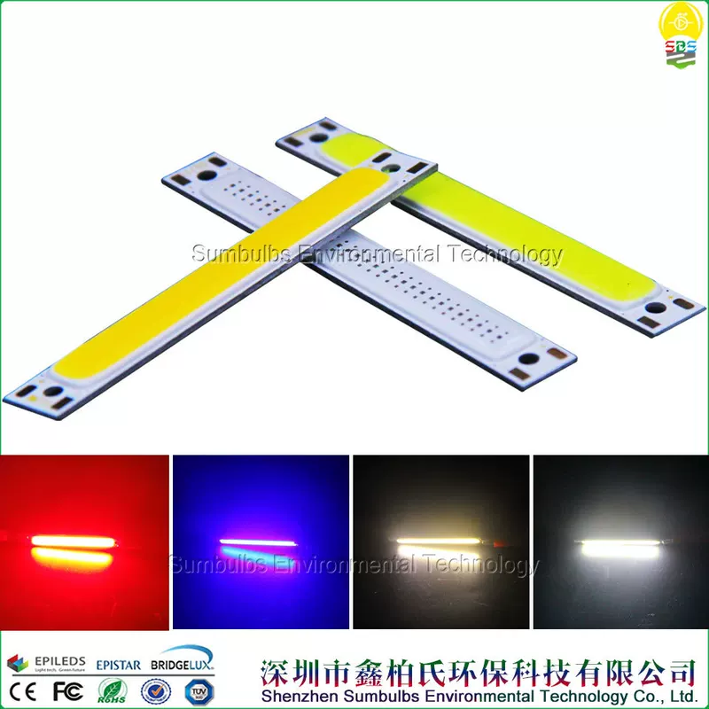 Модуль COB LED, 60×8 мм, 1W/3W, белый 3000K–6500K или красный/синий световой диапазон