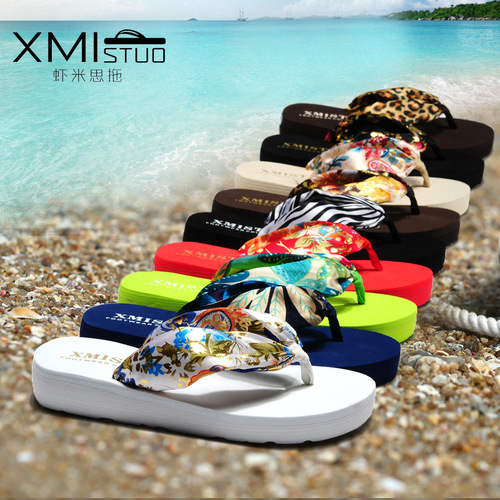Women's Summer Outdoor Slides with Heel and Thick Sole, Huarong Style, Flat Sandals for Women, Anti-slip Vacation Slippers
