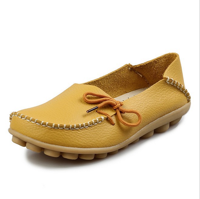 Zapatos casuales de mujer zapatos de cuero genuino zapatos de mamá plana zapatos de enfermera con cordones tendón de res zapatos bajos más tamaño