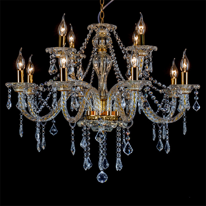 Lámpara de cristal de oro de 10 cabezas tubo roscado lámpara de vela europea adecuada para sala de estar estudio restaurante habitación de huéspedes del hotel