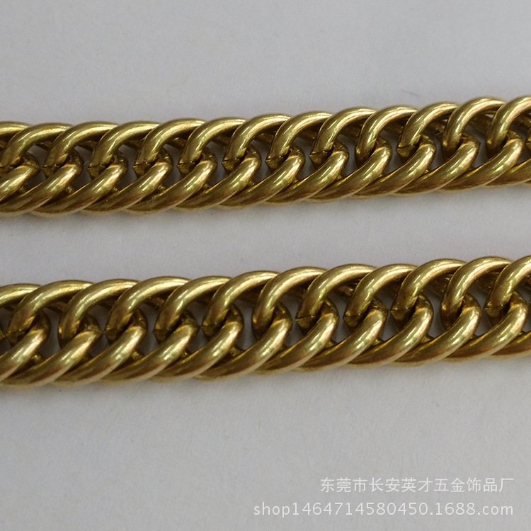 厂家直供纯黄铜铜链双织铜链箱包服饰铜链条项链批发