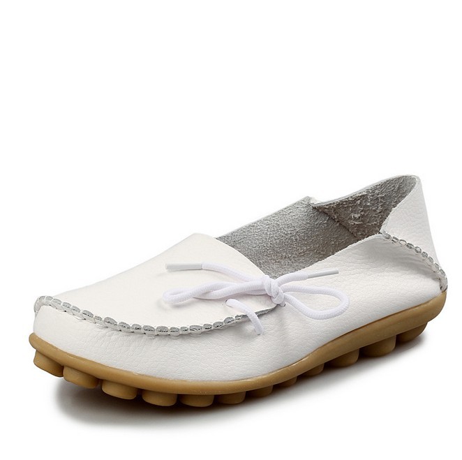Zapatos casuales de mujer zapatos de cuero genuino zapatos de mamá plana zapatos de enfermera con cordones tendón de res zapatos bajos más tamaño