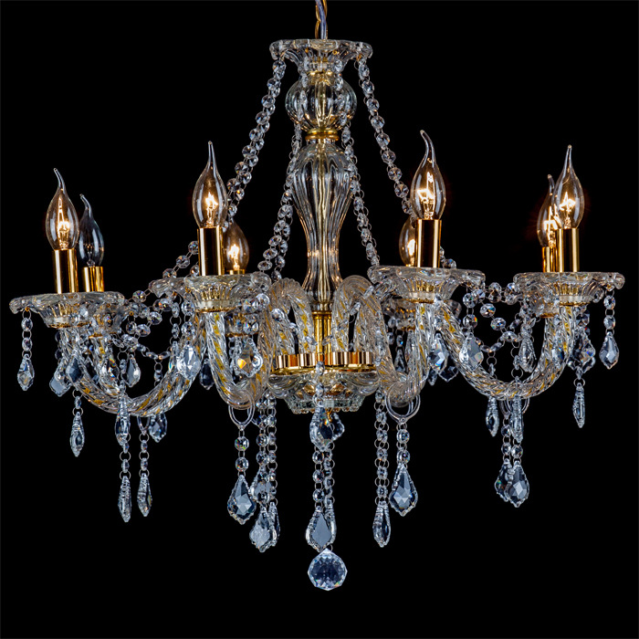 6 cabeza oro cristal lámpara tornillo tubo Europeo vela lámpara para sala de estar dormitorio estudio restaurante Hotel habitación