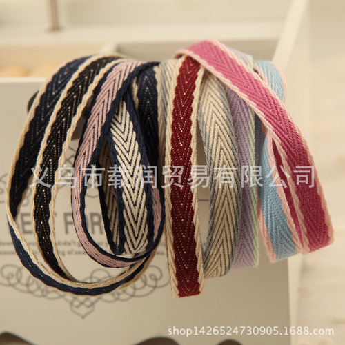 Herringbone polyester-cotton satin ribbon diy handmade hair accessories clothing straw hat material two-color herringbone ribbon