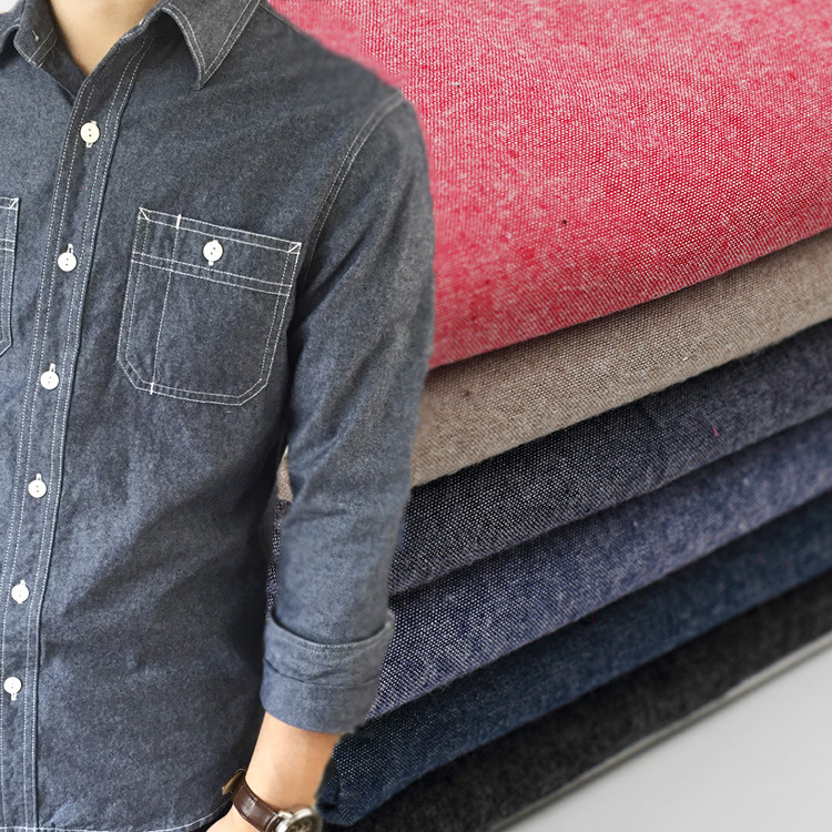 现货供应 色织青年布 水洗牛仔布 新款磨毛衬衫鞋帽箱包针织面料