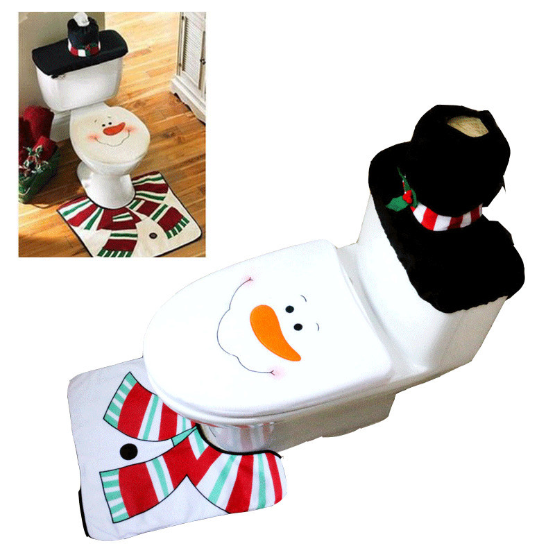 En stock creativo decoraciones de Navidad suministros Santa Claus inodoro cubierta del hotel decoración de Navidad