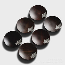 纯锡茶杯垫黑檀实木杯托茶托茶具配件隔热垫井字茶垫套装茶道零配