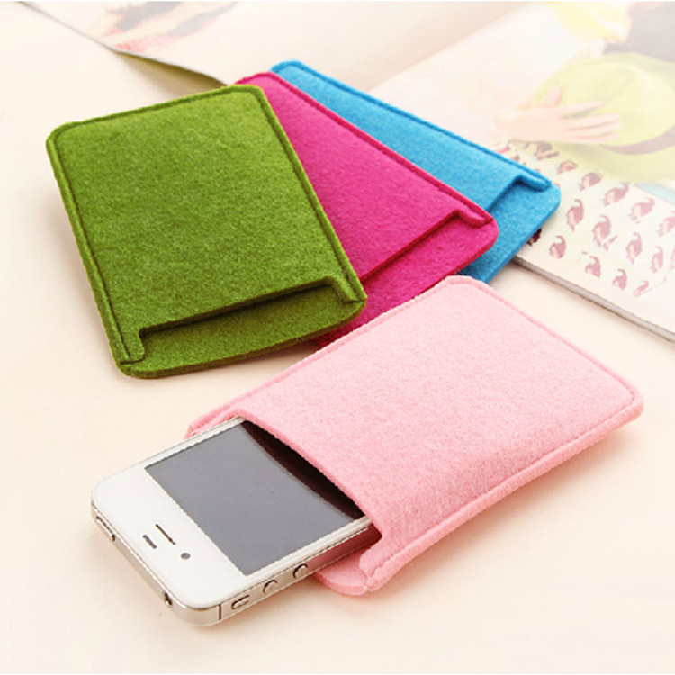 厂家直供  时尚毛毡手机包糖果色毛毡手机保护套 低价批发