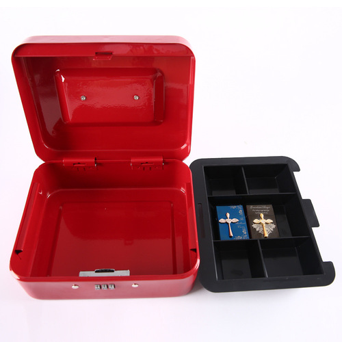 Factory Thick Metal Cash Box Portable Money Box with Lock Cashier Box Cash Box Medium Organizer Box Dropshipping One Piece