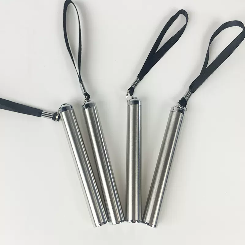 手压小电筒电子强光聚光不锈钢便携照明led灯迷你登山扣钥匙