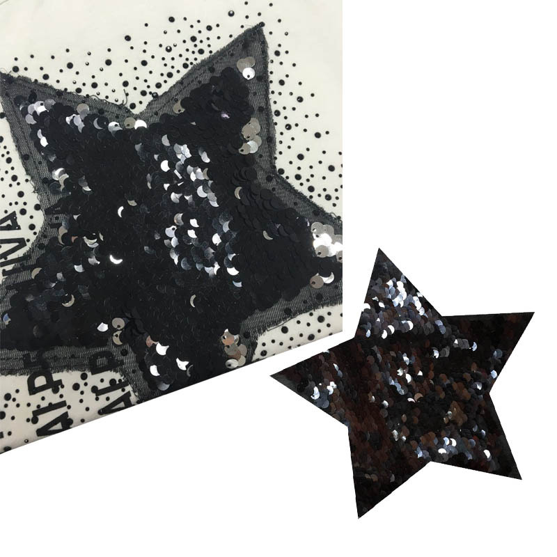 五角星布贴补丁 双色翻片 正反两色珠片 时尚丽人服饰 童装装饰