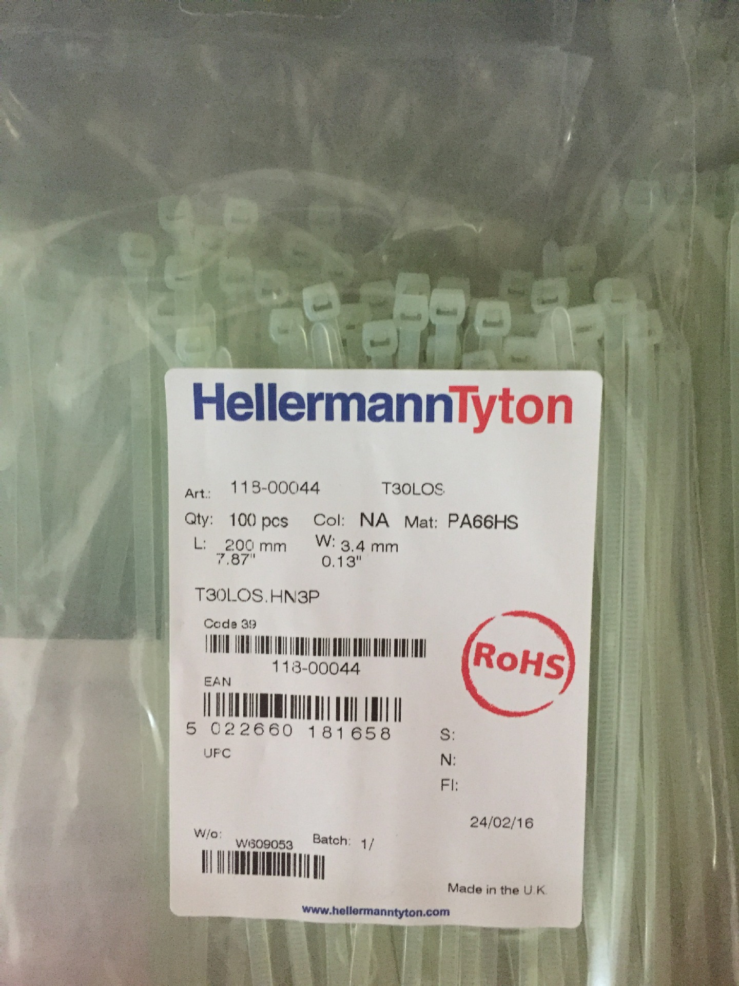 HELLERMANNTYTON海尔曼太通T30LOS-HS浅绿色汽车扎带 118-00044