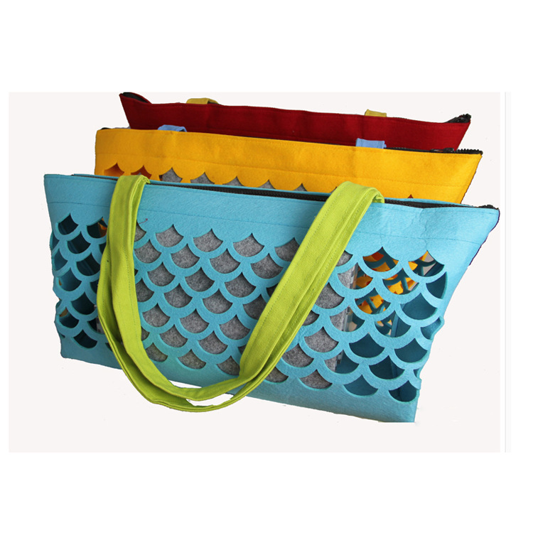 厂家创意镂空毛毡包 时尚手提包 不织布礼品袋手提毛毡收纳包批发