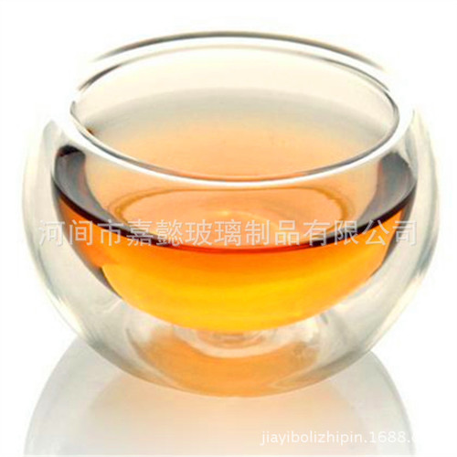 Heat-resistant glass double-layer tea cup, flower tea cup, high borosilicate vacuum handicraft small tea cup, Kung Fu tea set