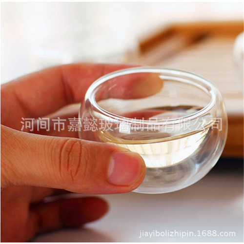 Heat-resistant glass double-layer tea cup, flower tea cup, high borosilicate vacuum handicraft small tea cup, Kung Fu tea set