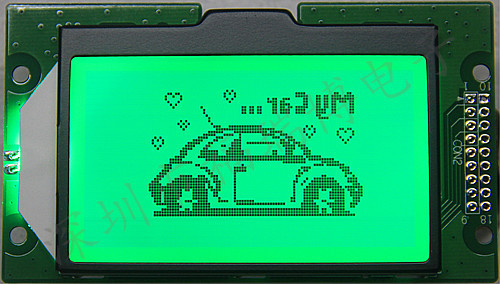 12864图形点阵屏/STN/黄绿膜,驱动芯片:ST7565,串口,显示模式可选