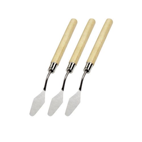 Wholesale student art oil painting scraper wooden flat head stainless steel pick knife oil painting gouache pigment pointed color shovel