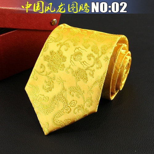 Chinese wind dragon pattern tie, retro wedding tie, mascot gift silk tie, jacquard embroidery