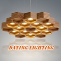 实木吊灯创意蜂巢艺术简约客厅餐厅灯木艺吊灯批发木艺客厅灯灯具