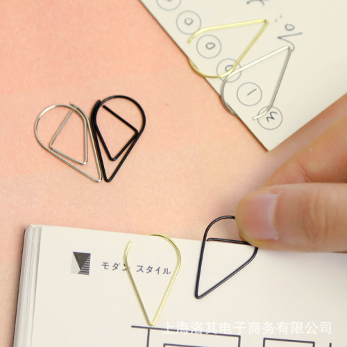 Water drop paper clip simple creative paper clip metal bookmark paper clip special-shaped paper clip office supplies stationery