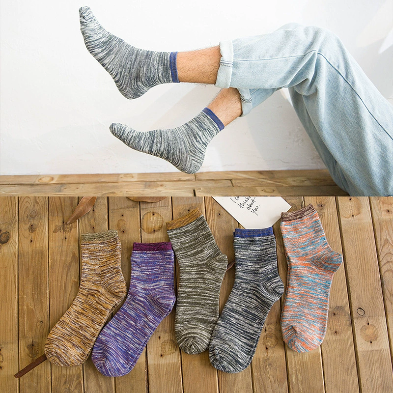 Men's mid-calf demi-season colored socks, mixed 10-pair factory pack, cotton blend