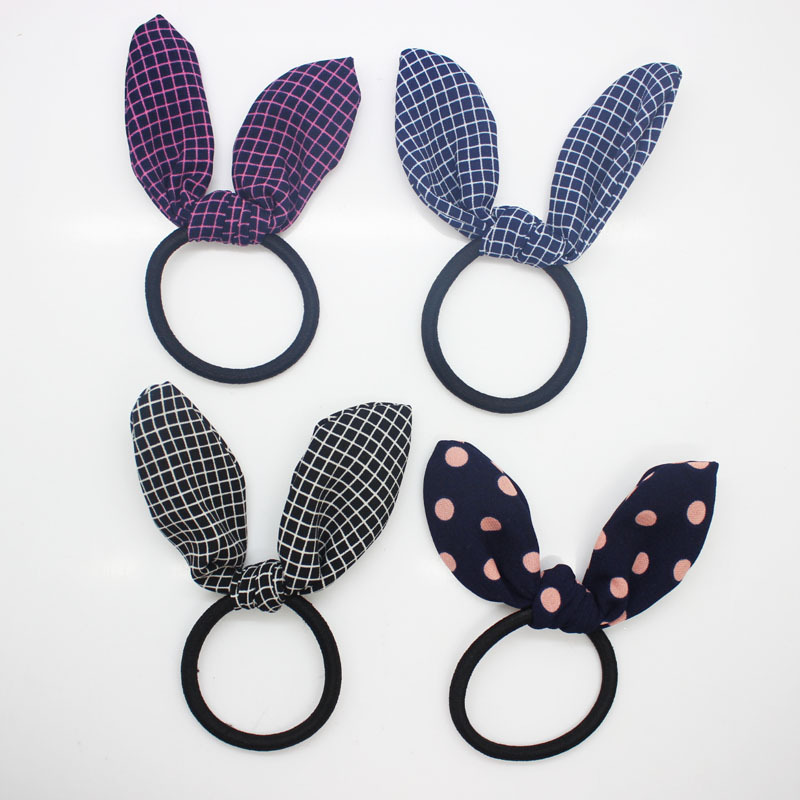 新款欧美款 可爱兔耳朵发绳发圈高弹力皮筋不伤发头饰发饰 工厂店