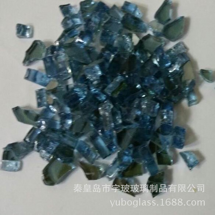 福特蓝壁炉用玻璃颗粒9-12mm黑色耐高温壁炉用玻璃颗粒彩色玻璃石