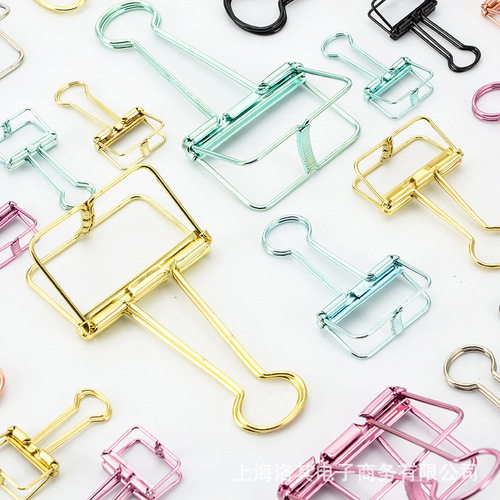 Creative metal hollow long tail clip hand account retro bill swallowtail clip gold rose gold small 19mm small clip