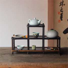 厂家批发紫竹茶棚中式纯手工茶具收纳茶道零配博古架茶艺展示