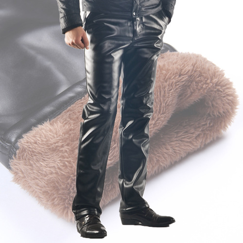 Men's autumn and winter, velvet and thick middle-aged leather pants, medium, dirt-resistant, oil-resistant, wind resistant, warm, locomotive, thickened and warm
