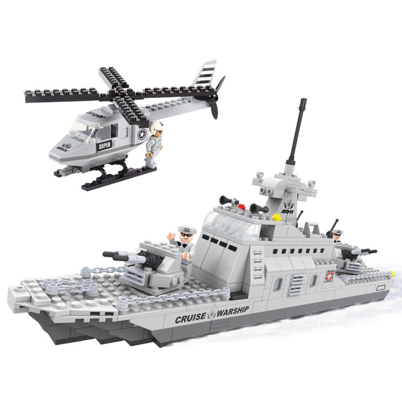 Osni 22702 Military Building Blocks Bombardment Ship Toy Kidsren's DIY Assembly Toys Wholesale Gifts