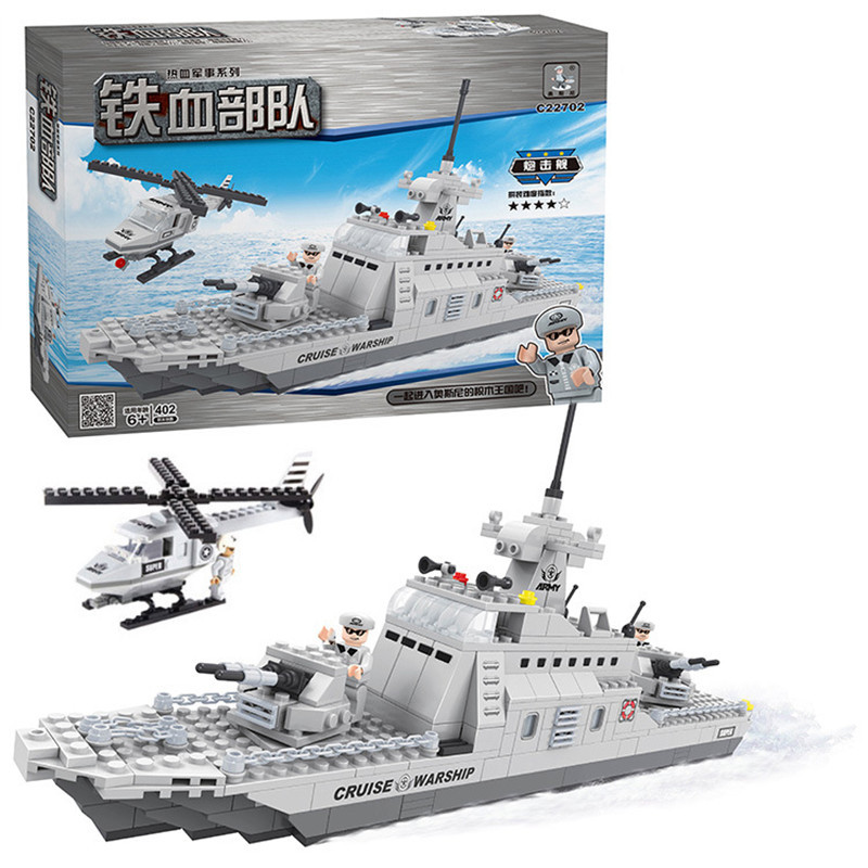 Osni 22702 Military Building Blocks Bombardment Ship Toy Kidsren's DIY Assembly Toys Wholesale Gifts