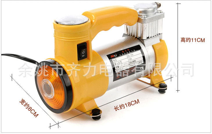 礼品款便携应急救援工具汽车充气泵迷你充气泵车载带灯充气泵