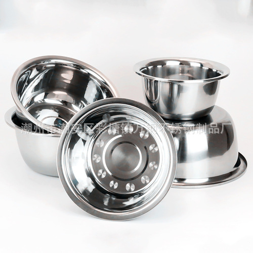 Cross-border exclusive thickened food-grade 201 non-magnetic stainless steel seasoning bowl, household egg whisking and mixing salad bowl