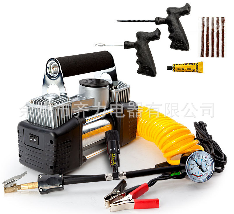 全球电商礼品双缸气泵车载打气机轮胎泵大功率汽车充气泵