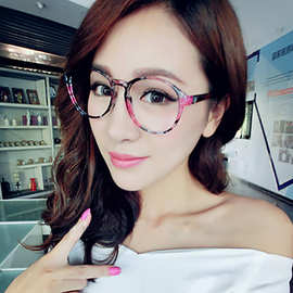 2024韩版时尚潮流眼镜框 可配近视大框眼镜批发 复古圆形眼镜架