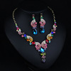 Fashionable crystal, accessory, necklace, chain, set, universal dress, European style, wholesale