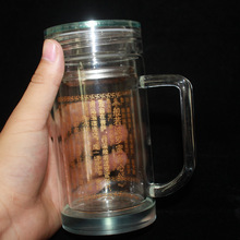 批发六字真言 心经 大悲水杯 玻璃杯双层保温 随身杯经文水晶杯