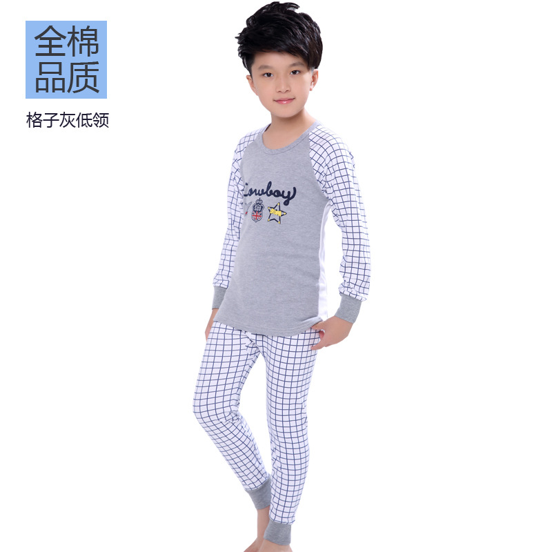 Niños y niñas suéter de algodón fino ropa de otoño pantalones largos traje de algodón ropa interior cubierta suéter de algodón puro algodón