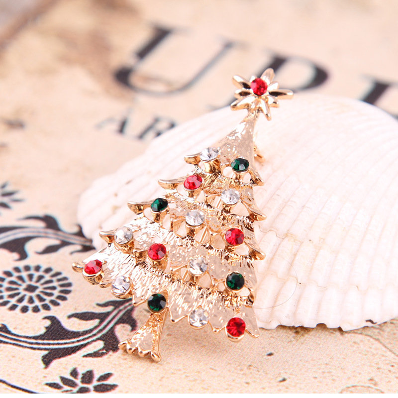 Broche coréenne mignonne en diamant coloré pour sapin de Noël Harajuku, badge avec boucle de poitrine, accessoires pour femmes_voghion.com